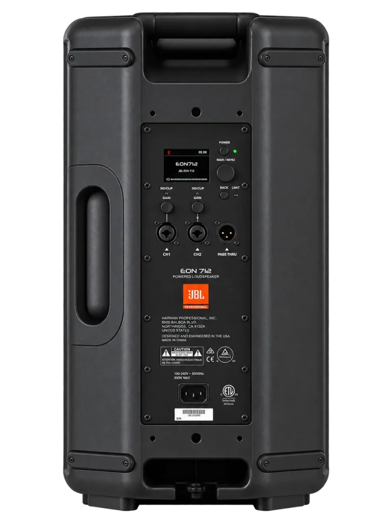 JBL EON712 aktív PA hangfal hátulnézet
